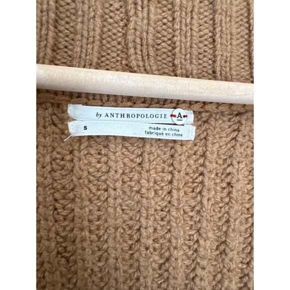 Anthropologie Tan Ribbed Cardigan Sweater - Picture 3 of 6